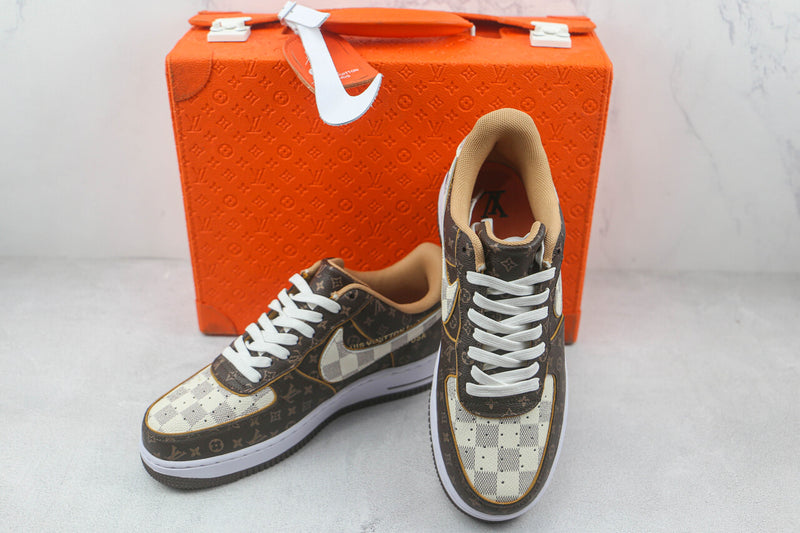 Louis Vuitton X Nike Air Force 1 "Monogram Brown Damier Azur"