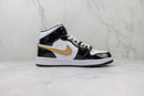 Air Jordan 1 Mid "Patent Black White Gold"