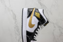 Air Jordan 1 Mid "Patent Black White Gold"