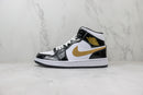 Air Jordan 1 Mid "Patent Black White Gold"