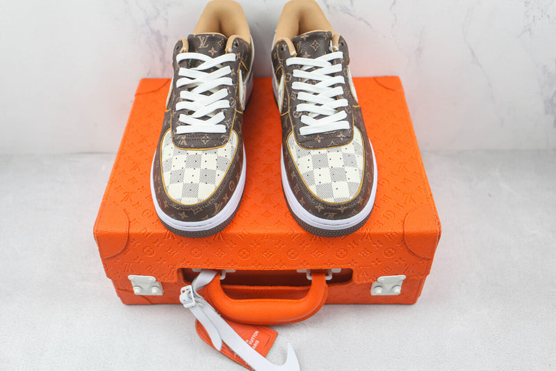 Louis Vuitton X Nike Air Force 1 "Monogram Brown Damier Azur"